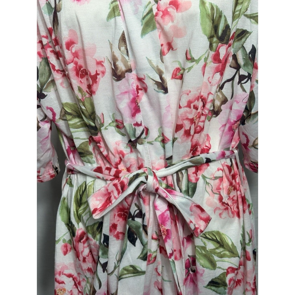 Show Me your MUMU Brie Pink Floral Short Robe Garden of Blooms One Size - Picture 3 of 9